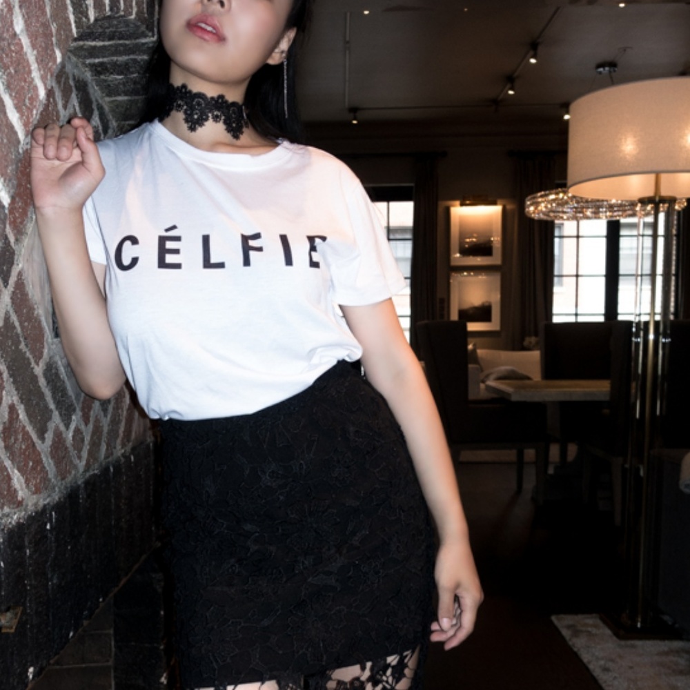 CELFIE White T-Shirt Short-Sleeved Chic Tee